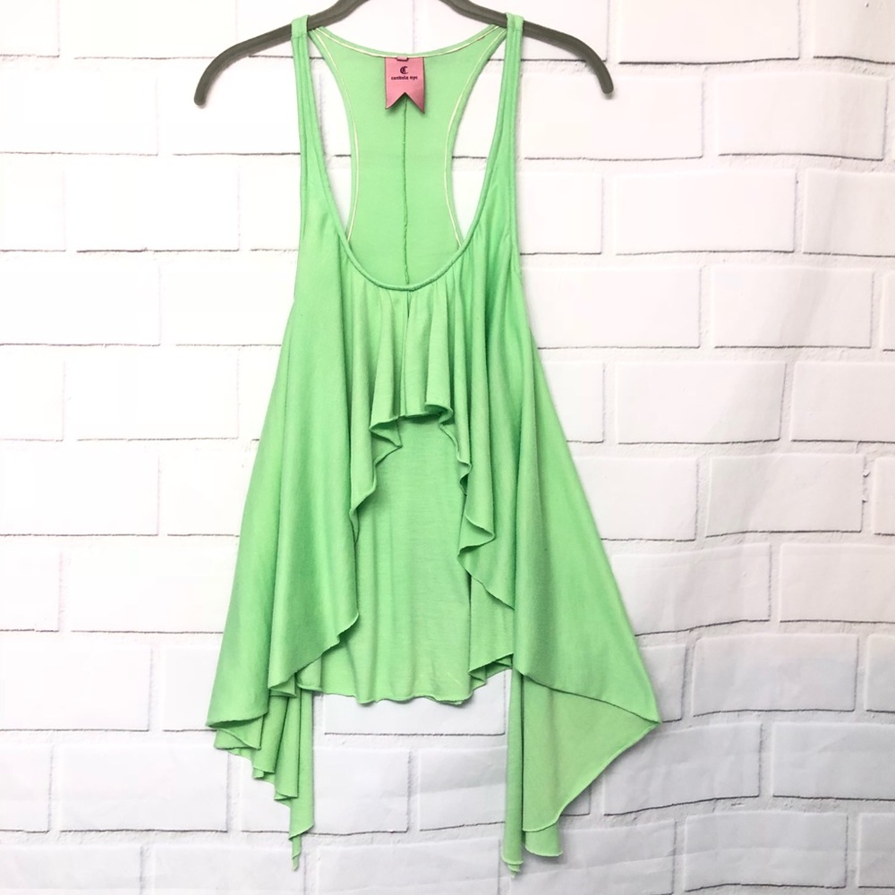 Candela NYC Green Sleeveless Waterfall Flowy Top